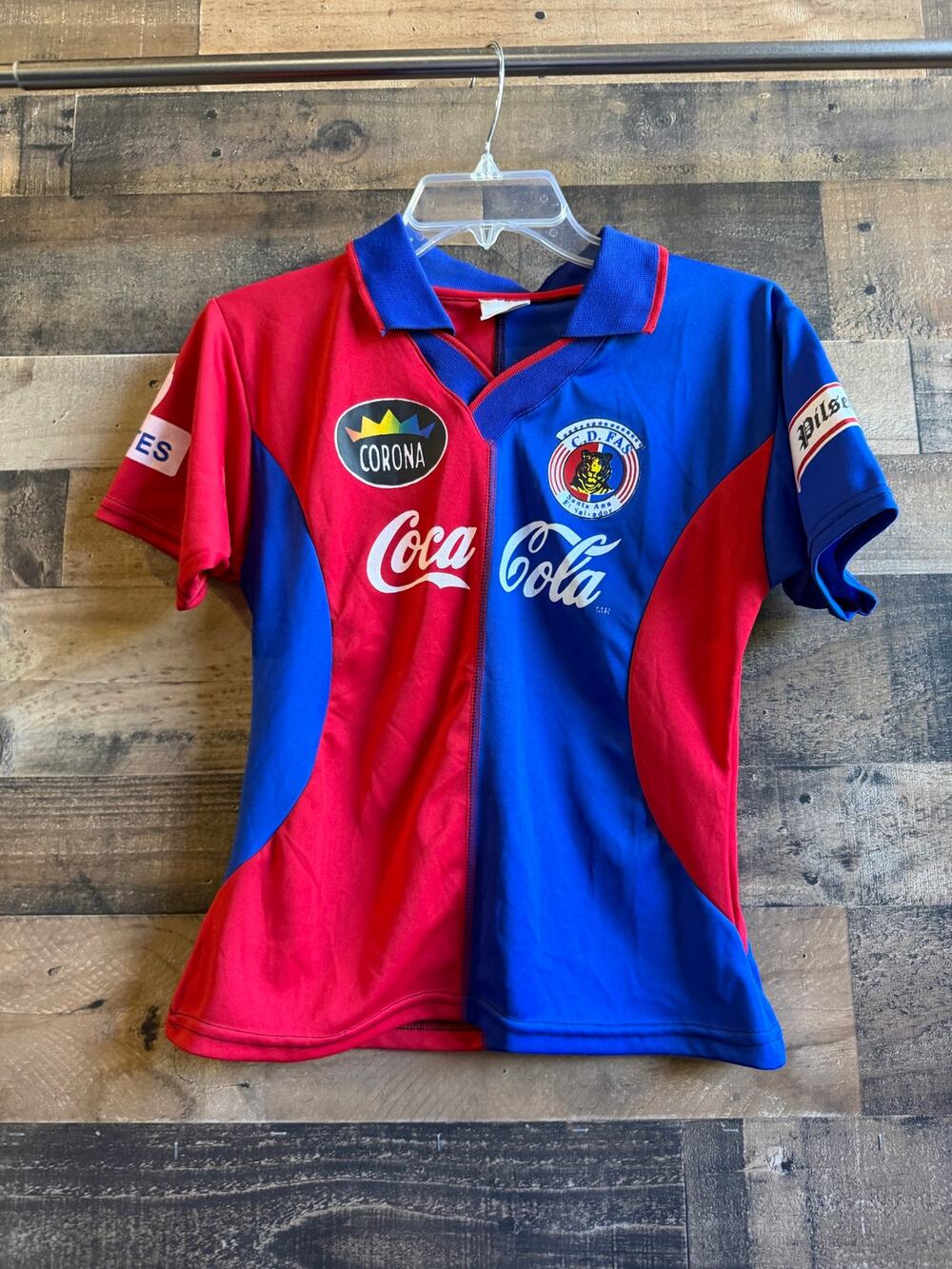 Vintage CD FAS El Salvador Soccer Jersey Shirt Pro Spirit - Size L - Red Blue